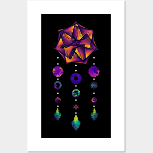 Dream Data Catcher | Maurer Rose Heptagon Inferno Black Posters and Art